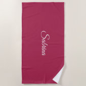 Monogram minimalistisch kersroze roze strandlaken (Voorkant)