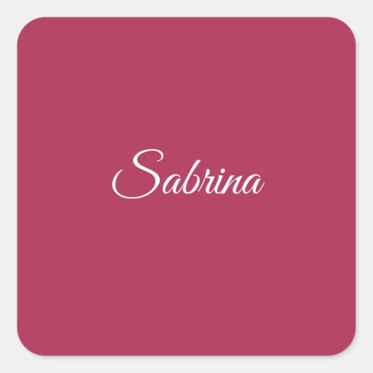 Monogram minimalistisch kersroze roze vierkante sticker (Voorkant)
