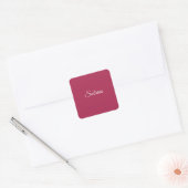 Monogram minimalistisch kersroze roze vierkante sticker (Envelop)