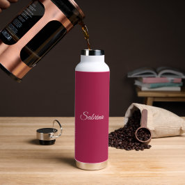 Monogram minimalistisch kersroze roze waterfles