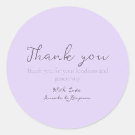 Monogram minimalistisch lavender Weddenschap Harte Ronde Sticker
