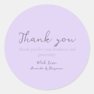 Monogram minimalistisch lavender Weddenschap Harte Ronde Sticker