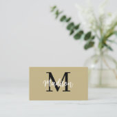 Monogram minimalistisch Modern Black en Tan Visitekaartje (Staand voorkant)