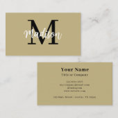 Monogram minimalistisch Modern Black en Tan Visitekaartje (Voorkant / Achterkant)