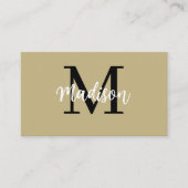 Monogram minimalistisch Modern Black en Tan Visitekaartje (Voorkant)