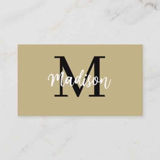 Monogram minimalistisch Modern Black en Tan Visitekaartje (Voorkant)