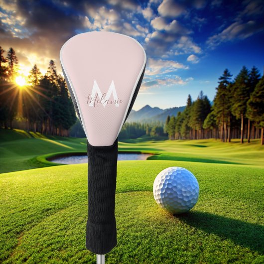 Monogram Minimalistisch modern blush roze Golfheadcover
