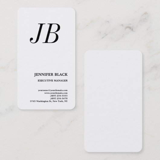 Monogram minimalistisch modern Gewoon wit Visitekaartje (Voorkant / Achterkant)