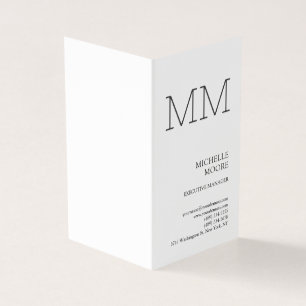 Monogram minimalistisch modern Gewoon wit Visitekaartje
