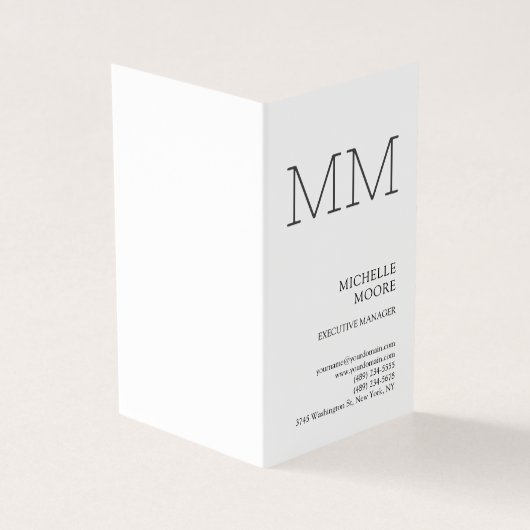 Monogram minimalistisch modern Gewoon wit Visitekaartje (Buitenkant)