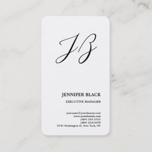Monogram minimalistisch modern Gewoon wit Visitekaartje