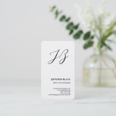 Monogram minimalistisch modern Gewoon wit Visitekaartje (Staand voorkant)