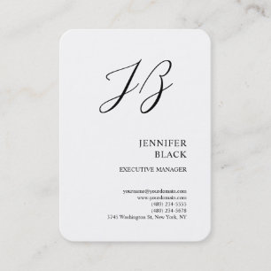 Monogram minimalistisch modern Gewoon wit Visitekaartje