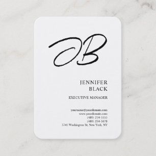 Monogram minimalistisch modern Gewoon wit Visitekaartje