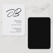 Monogram minimalistisch modern Gewoon wit Visitekaartje (Voorkant / Achterkant)