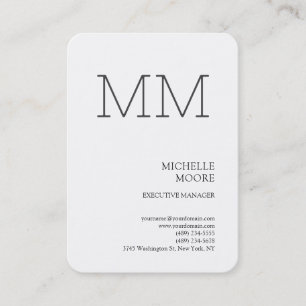 Monogram minimalistisch modern Gewoon wit Visitekaartje