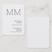 Monogram minimalistisch modern Gewoon wit Visitekaartje (Voorkant / Achterkant)