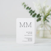 Monogram minimalistisch modern Gewoon wit Visitekaartje (Staand voorkant)