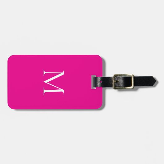 Monogram minimalistisch Modern Magenta Bagagelabel (Voorkant horizontaal)