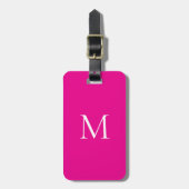 Monogram minimalistisch Modern Magenta Bagagelabel (Voorkant verticaal)