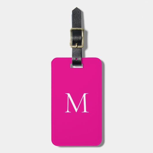 Monogram minimalistisch Modern Magenta Bagagelabel (Voorkant verticaal)