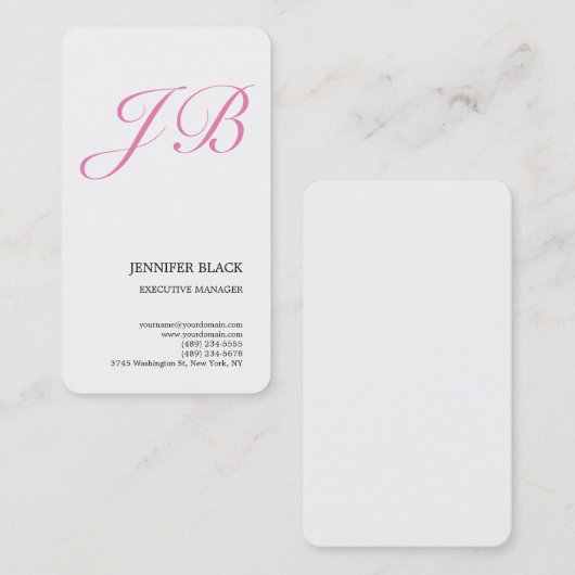 Monogram minimalistisch Modern Roze Witte Mond Visitekaartje (Voorkant / Achterkant)