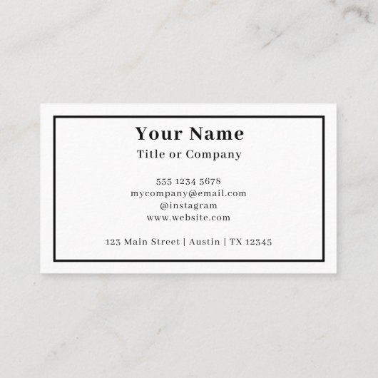 Monogram minimalistisch Modern White Visitekaartje (Achterkant)