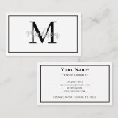 Monogram minimalistisch Modern White Visitekaartje (Voorkant / Achterkant)