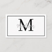 Monogram minimalistisch Modern White Visitekaartje (Voorkant)