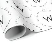 Monogram minimalistisch modern wit cadeaupapier (Rol Hoek)