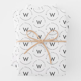 Monogram minimalistisch modern wit inpakpapier vel