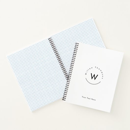 Monogram minimalistisch modern wit notitieboek (Binnen)