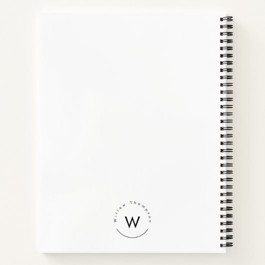 Monogram minimalistisch modern wit notitieboek (Achterkant)