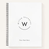 Monogram minimalistisch modern wit notitieboek (Voorkant)