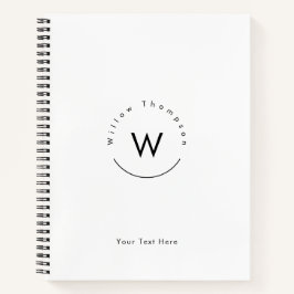 Monogram minimalistisch modern wit notitieboek