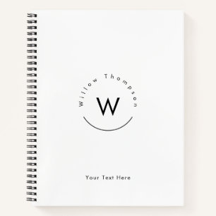 Monogram minimalistisch modern wit notitieboek