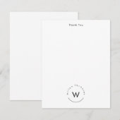 Monogram minimalistisch modern wit notitiekaartje (Voorkant / Achterkant)