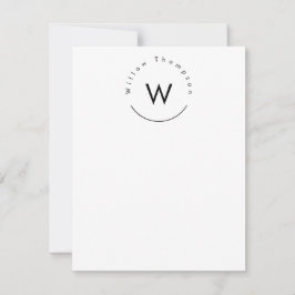 Monogram minimalistisch modern wit notitiekaartje