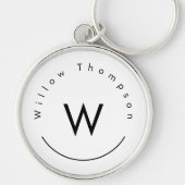 Monogram minimalistisch modern wit sleutelhanger (Voorkant)