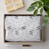 Monogram minimalistisch modern wit tissuepapier (Geschenk)