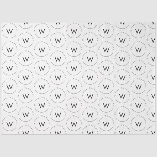 Monogram minimalistisch modern wit tissuepapier (Voorkant)