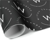 Monogram Minimalistisch Modern Zwart Cadeaupapier (Rol Hoek)