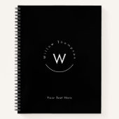 Monogram Minimalistisch Modern Zwart Notitieboek (Voorkant)