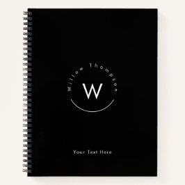 Monogram Minimalistisch Modern Zwart Notitieboek