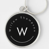 Monogram Minimalistisch Modern Zwart Sleutelhanger (Voorkant)