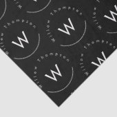 Monogram Minimalistisch Modern Zwart Tissuepapier (Detail)