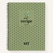 Monogram minimalistisch olive Green Recipe Cookboo Notitieboek (Voorkant)