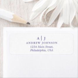 Monogram Minimalistisch Periwinkle retouradres Etiket