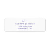 Monogram Minimalistisch Periwinkle retouradres Etiket (Voorkant)