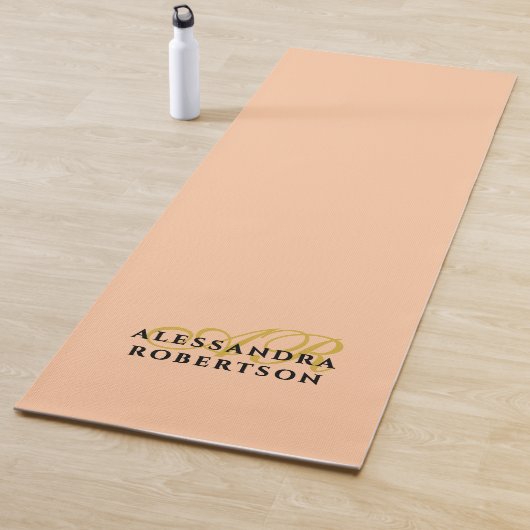 Monogram Minimalistisch Perzik Goud Initialen Zwar Yogamat (In situ)